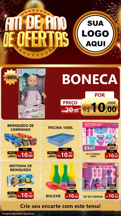 Modelo de Rede Social para Stories com o tema Fim de Ano de Ofertas para Brinquedos