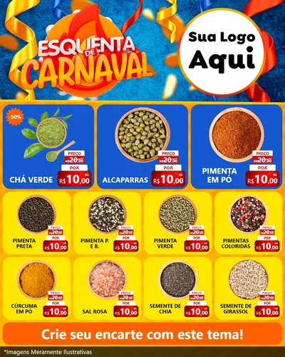 Modelo de Rede Social para Feed Instagram com o tema Esquenta de Carnaval para Produtos Naturais