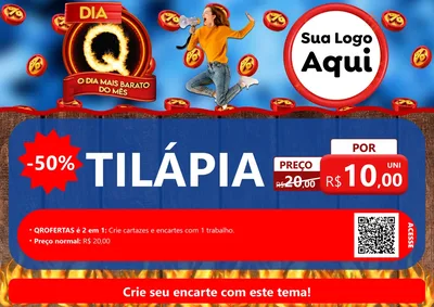 Modelo de Cartaz para Cartaz A4 Horizontal com o tema Dia Q - O Dia Mais Barato Do Mês para Peixaria