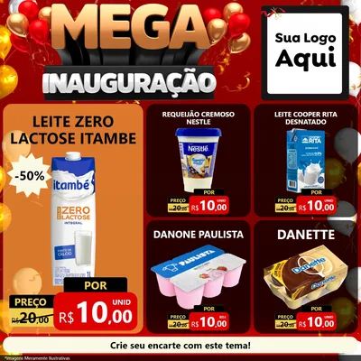 Modelo de Rede Social para Feed Facebook com o tema Mega Inauguração para Frios e Laticínios