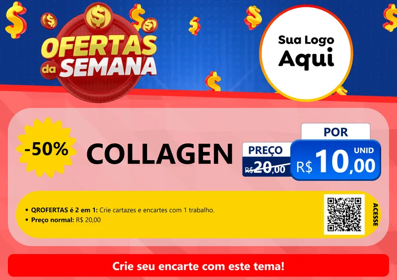 Modelo de Cartaz para Cartaz A4 Horizontal com o tema Ofertas Da Semana para Suplementos alimentares