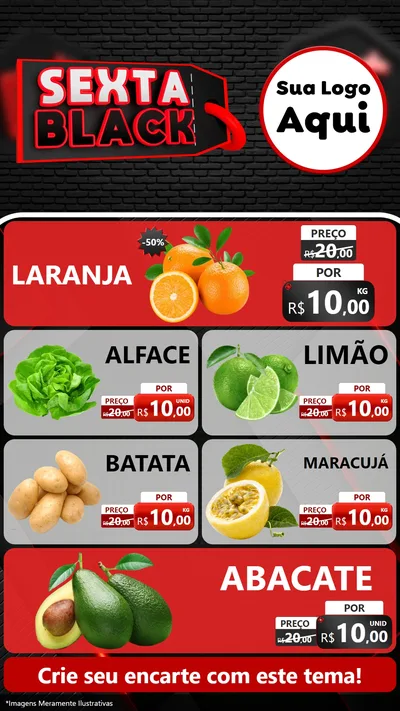 Modelo de TV para TV Vertical com o tema Sexta Black para Hortifrúti