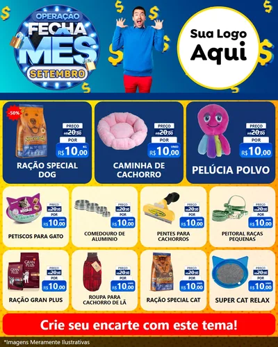 Modelo de Rede Social para Feed Instagram com o tema Operação Fecha Mês Setembro para Pet Shop