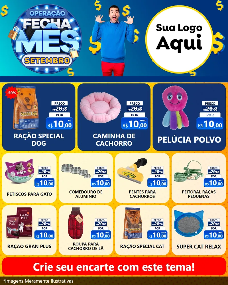 Modelo de Rede Social para Feed Instagram com o tema Operação Fecha Mês Setembro para Pet Shop