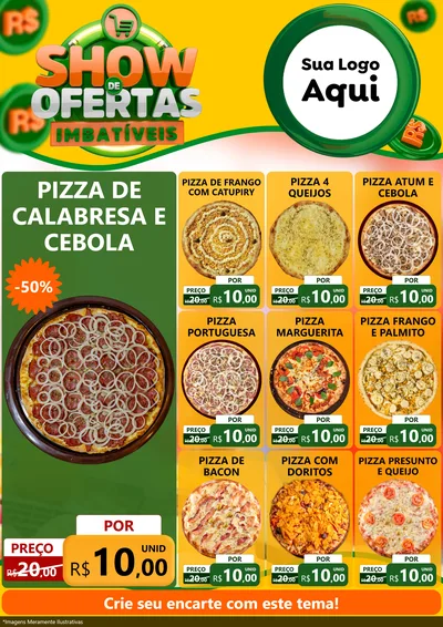 Modelo de Encarte para Encarte A4 Vertical com o tema Show de Ofertas Imbatíveis para Pizzaria