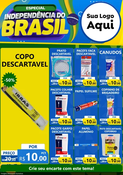 Modelo de Encarte para Encarte A4 Vertical com o tema Especial Independência do Brasil para Embalagens