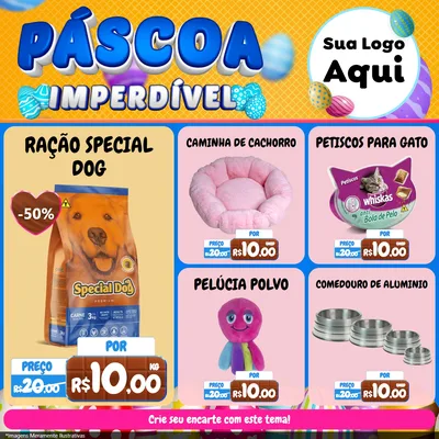 Modelo de Rede Social para Feed Facebook com o tema Páscoa Imperdível para Pet Shop