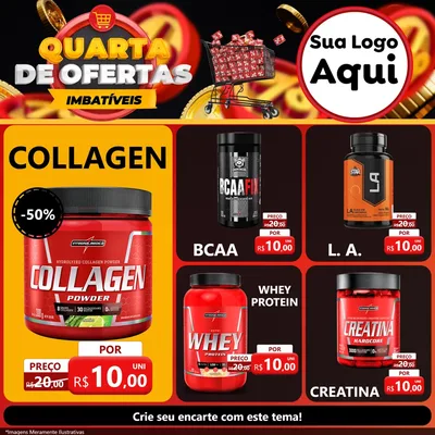 Modelo de Rede Social para Feed Facebook com o tema Quarta de Ofertas Imbatíveis para Suplementos alimentares