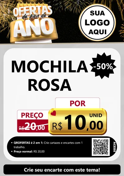 Modelo de Cartaz para Cartaz A4 Vertical com o tema Ofertas de Fim de Ano para Papelaria