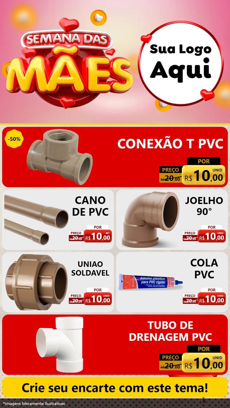 Modelo de TV para TV Vertical com o tema Semana das Mães para Tubos e conexões