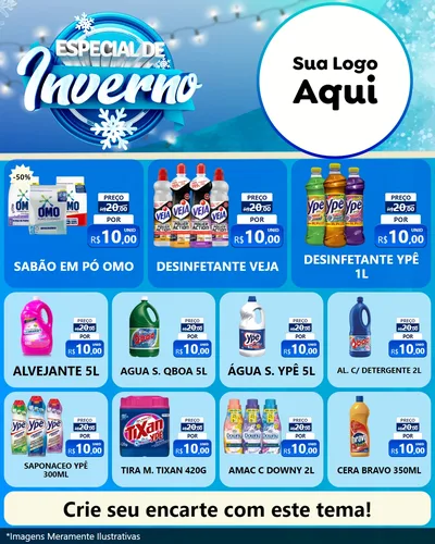 Modelo de Rede Social para Feed Instagram com o tema Especial de Inverno para Produtos de Limpeza