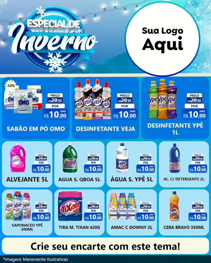 Modelo de Rede Social para Feed Instagram com o tema Especial de Inverno para Produtos de Limpeza