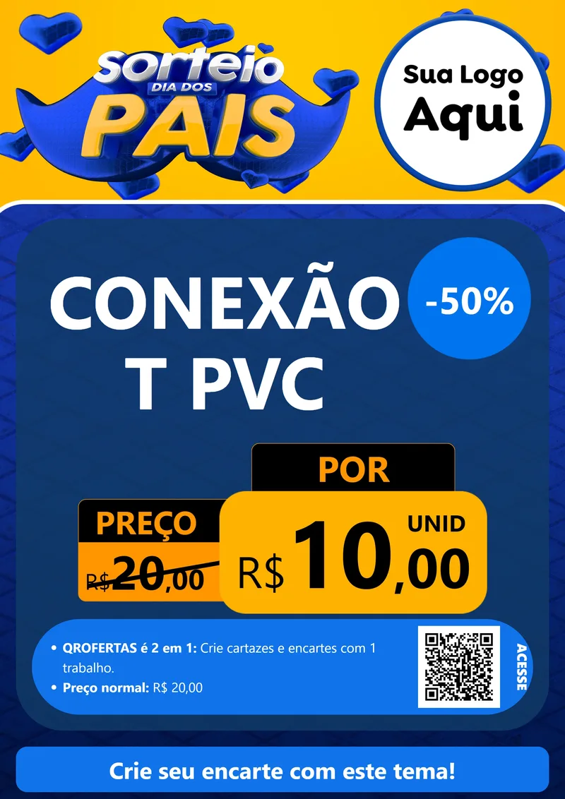 Modelo de Cartaz para Cartaz A4 Vertical com o tema Sorteio Dia dos Pais para Tubos e conexões