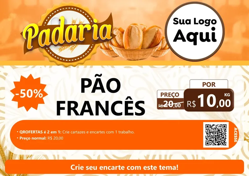 Modelo de Cartaz para Cartaz A4 Horizontal com o tema Padaria para Padaria