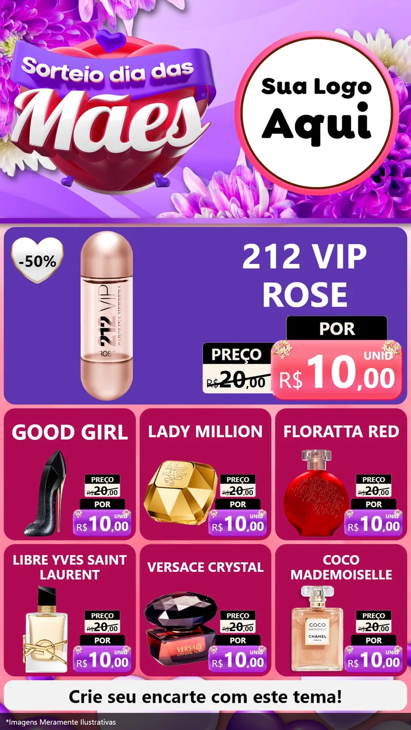 Modelo de Rede Social para Stories com o tema Sorteio Dia das Mães para Perfumes