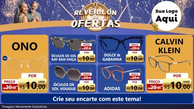 Modelo de TV para TV Horizontal com o tema Réveillon de Ofertas para Óticas