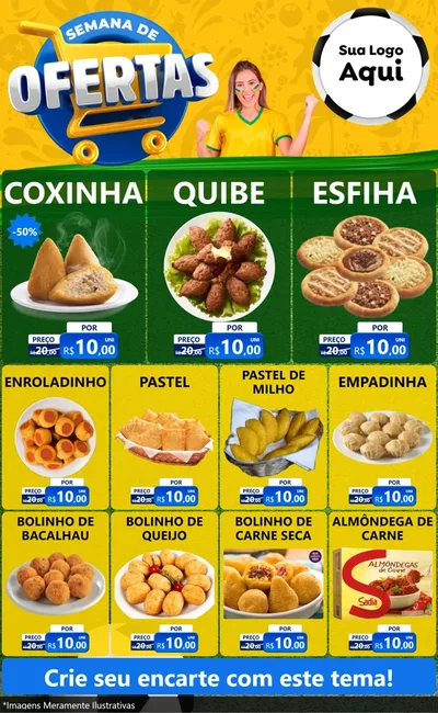 Modelo de Encarte para Encarte Grande com o tema Semana de Ofertas - Copa para Salgadaria