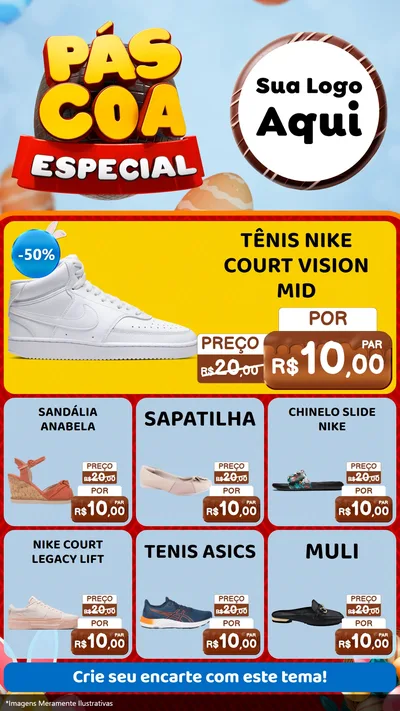 Modelo de Rede Social para Stories com o tema Páscoa Especial para Calçados