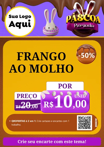 Modelo de Cartaz para Cartaz A4 Vertical com o tema Páscoa Premiada para Restaurante