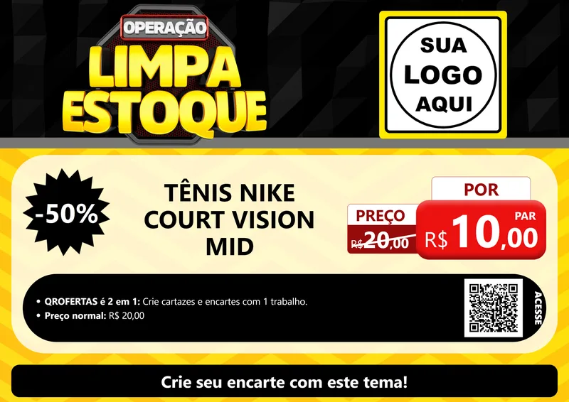 Modelo de Cartaz para Cartaz A4 Horizontal com o tema Operação Limpa Estoque para Calçados