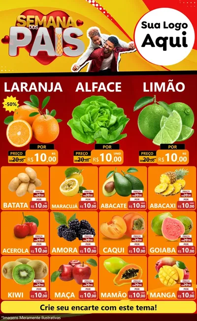 Modelo de Encarte para Encarte Grande com o tema Semana Dos Pais para Hortifrúti