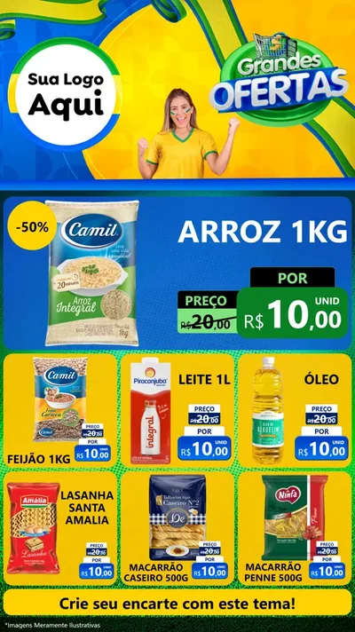 Modelo de Rede Social para Stories com o tema Grandes Ofertas para Supermercado