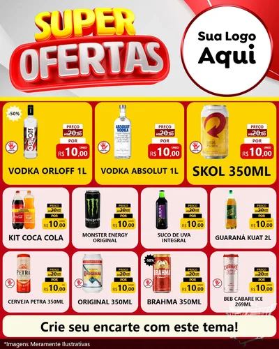 Modelo de Rede Social para Feed Instagram com o tema Super Ofertas para Distribuidora de bebidas