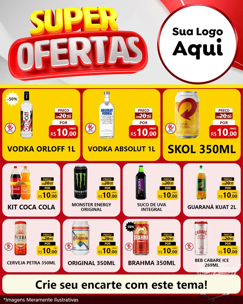 Modelo de Rede Social para Feed Instagram com o tema Super Ofertas para Distribuidora de bebidas