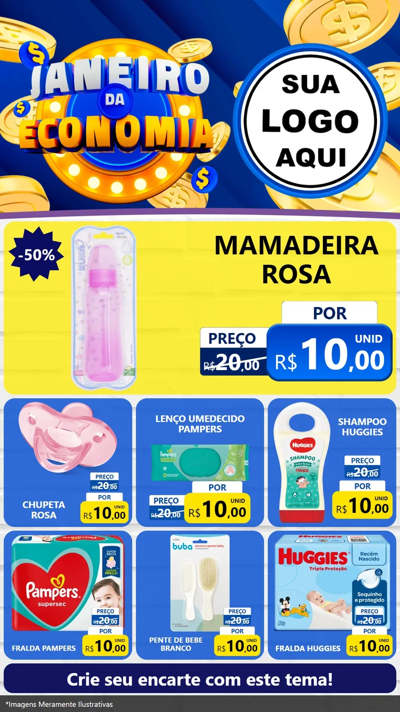 Modelo de Rede Social para Stories com o tema Janeiro da Economia para Bebês