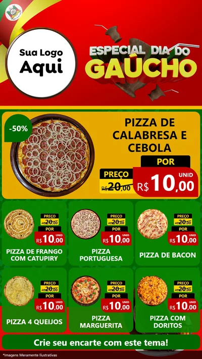 Modelo de Rede Social para Stories com o tema Especial Dia do Gaúcho para Pizzaria