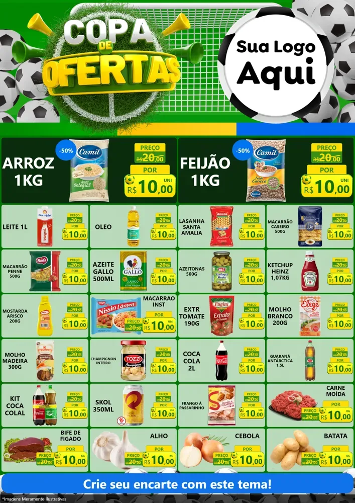Modelo de Encarte para Encarte A4 Vertical com o tema Copa De Ofertas para Supermercado