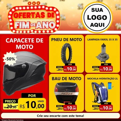 Modelo de Rede Social para Feed Facebook com o tema Ofertas de Fim de Ano para Moto peças