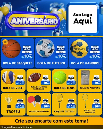 Modelo de Rede Social para Feed Instagram com o tema Aniversário para Artigos Esportivos