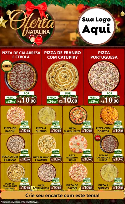 Modelo de Encarte para Encarte Grande com o tema Ofertas Natalina para Pizzaria