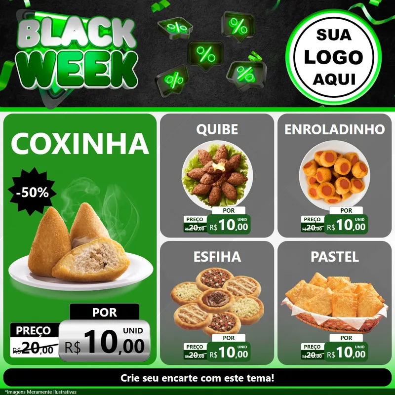 Modelo de Rede Social para Feed Facebook com o tema Black Week para Salgadaria