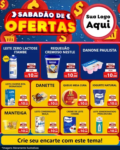 Modelo de Rede Social para Feed Instagram com o tema Sabadão de Ofertas para Frios e Laticínios