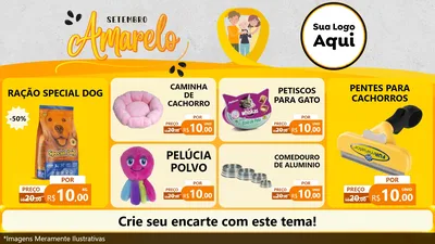 Modelo de TV para TV Horizontal com o tema Setembro Amarelo para Pet Shop