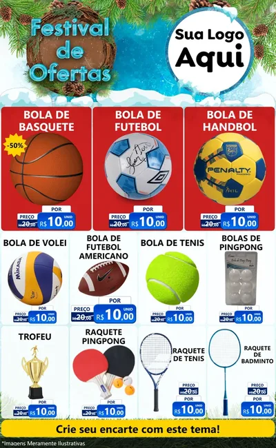 Modelo de Encarte para Encarte Grande com o tema Festival de Ofertas - Inverno para Artigos Esportivos