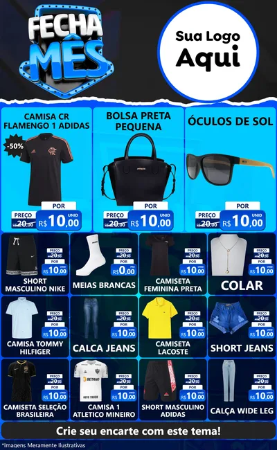 Modelo de Encarte para Encarte Grande com o tema Fecha Mês para Roupas e acessórios