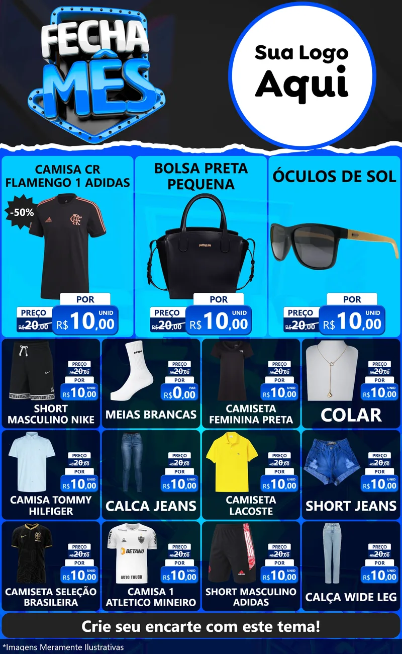 Modelo de Encarte para Encarte Grande com o tema Fecha Mês para Roupas e acessórios