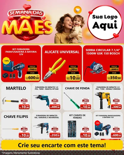 Modelo de Rede Social para Feed Instagram com o tema Semana das Mães para Maquinas e Ferramentas