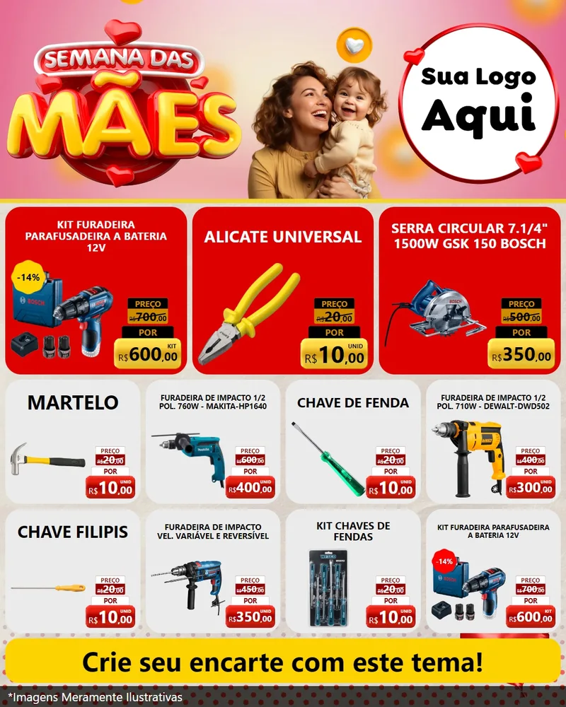 Modelo de Rede Social para Feed Instagram com o tema Semana das Mães para Maquinas e Ferramentas