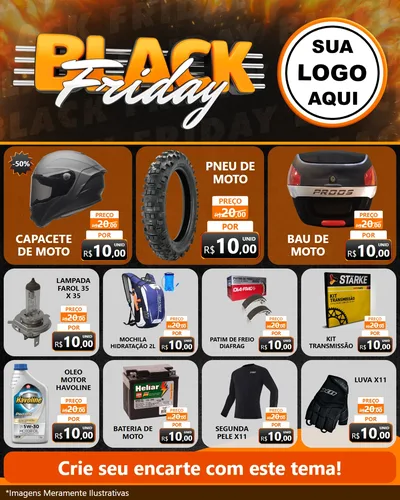 Modelo de Rede Social para Feed Instagram com o tema Black Friday para Moto peças