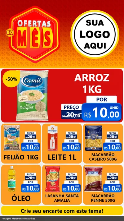 Modelo de Rede Social para Stories com o tema Ofertas do Mês para Supermercado