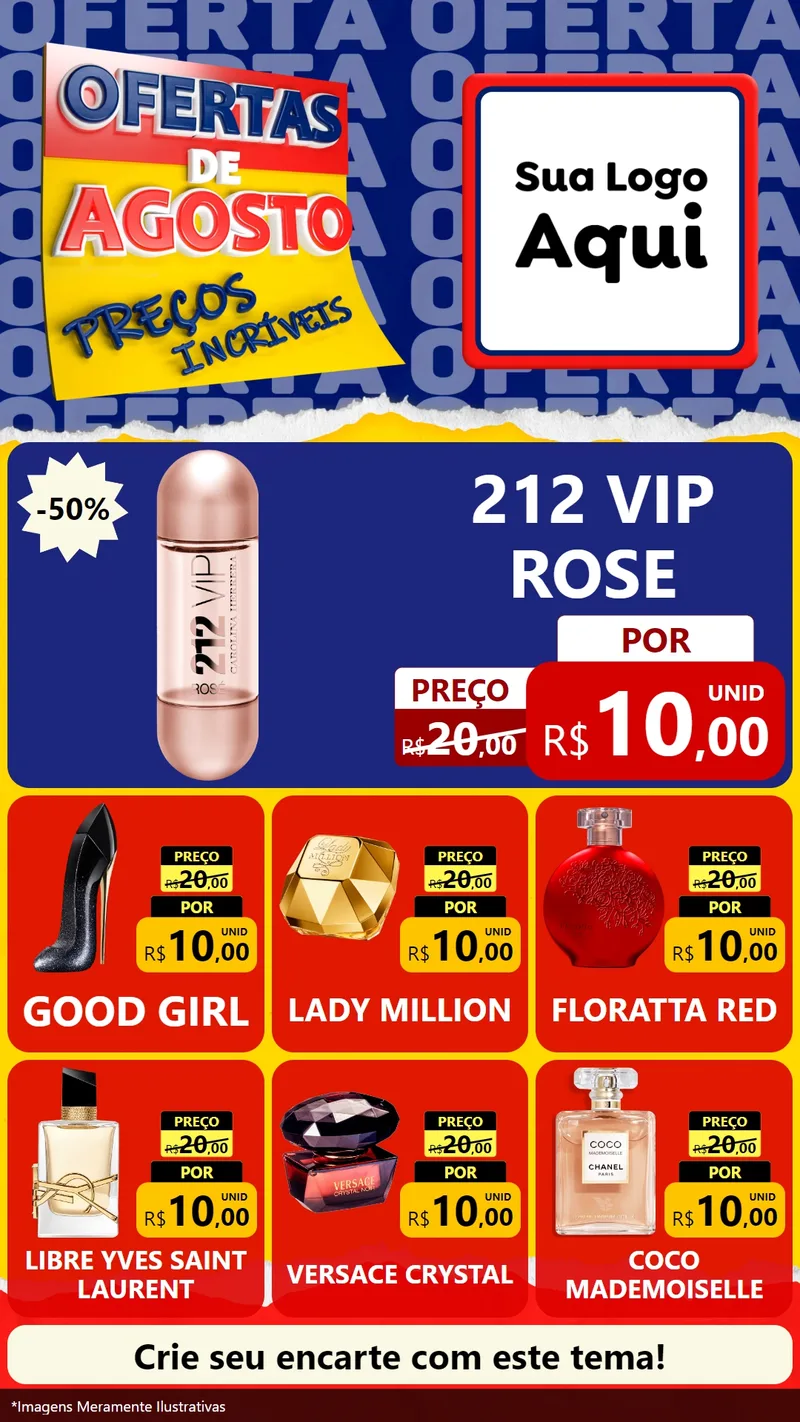 Modelo de Rede Social para Stories com o tema Ofertas de Agosto - Preços Incríveis para Perfumes