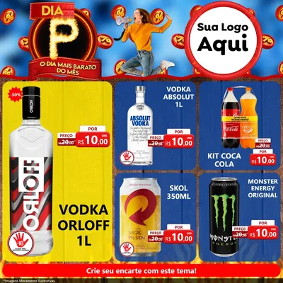 Modelo de Rede Social para Feed Facebook com o tema Dia P - O Dia Mais Barato Do Mês para Distribuidora de bebidas