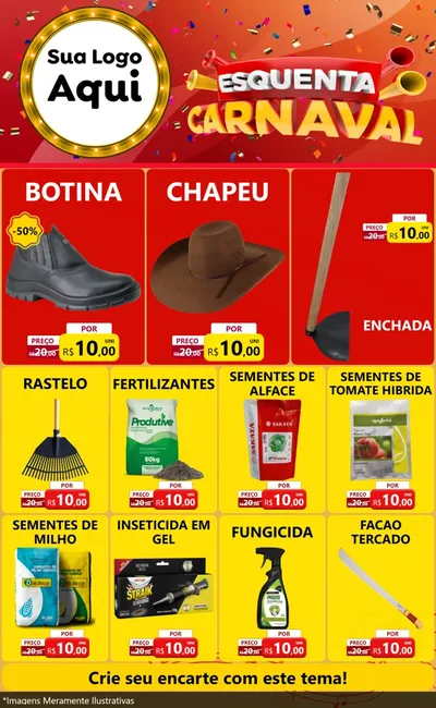 Modelo de Encarte para Encarte Grande com o tema Esquenta Carnaval para Agropecuária
