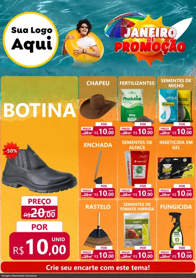 Modelo de Encarte para Encarte A4 Vertical com o tema Janeiro de Promoção para Agropecuária