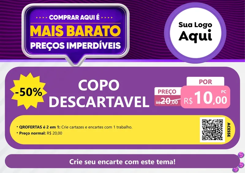 Modelo de Cartaz para Cartaz A4 Horizontal com o tema Mais Barato para Embalagens