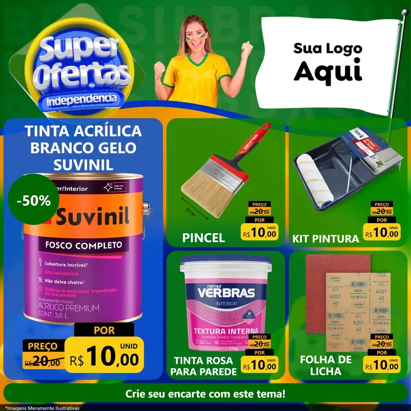 Modelo de Rede Social para Feed Facebook com o tema Super Ofertas de Independência para Tintas e Ferramentas